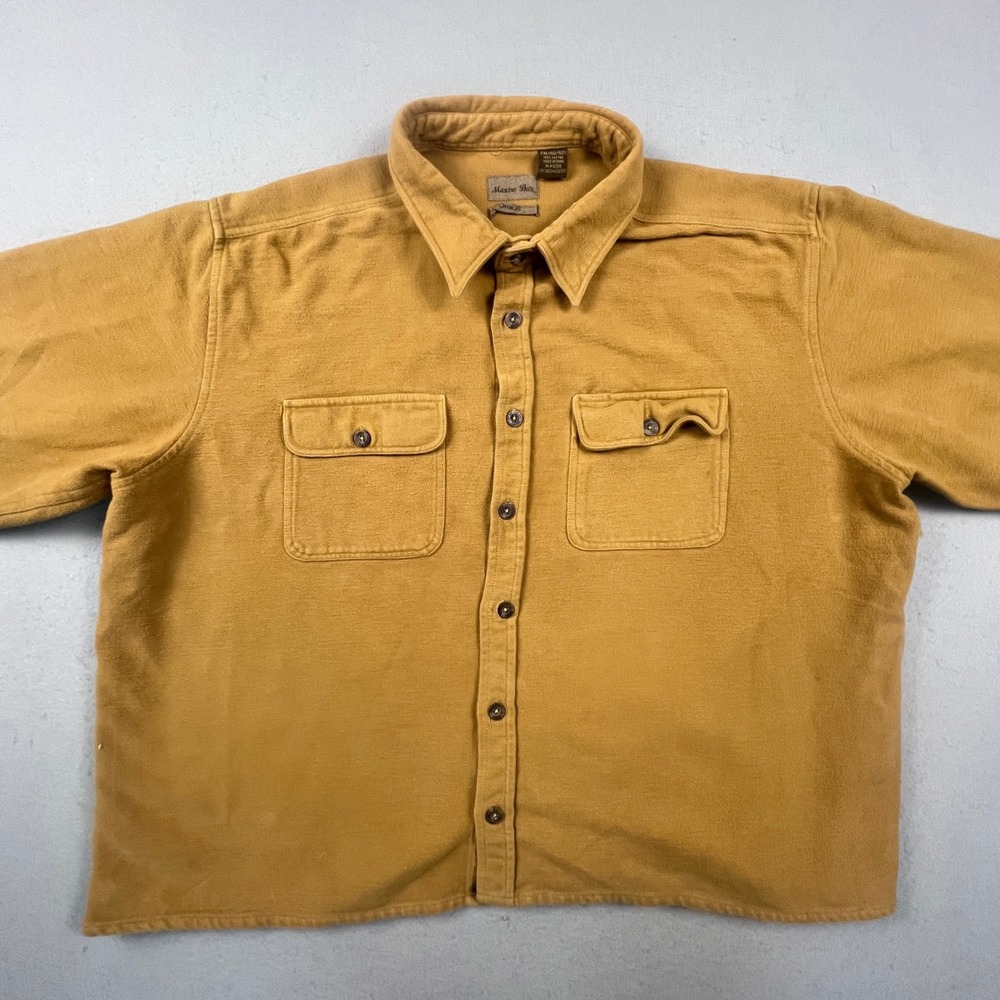 Marino Bay Chamois Shirt Mens 2XL Mustard Yellow Heavy Cotton Workwear Flannel